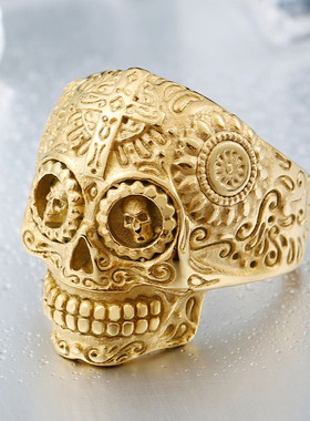 维京戒指钛钢羊头蛇雕花狐狸饰品