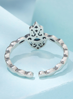 新款通体s925纯银手掌戒指复古风法蒂玛之手开口戒指气质款可调节