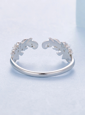 原创s925纯银花纹开口戒指精致复古气质水草纹戒指手饰简约经典款