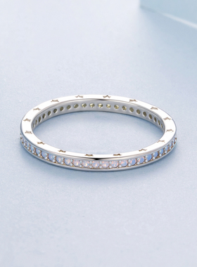 新款简约蓝色星光澳宝戒指女叠戴高级感s925纯银指环戒指极简气质