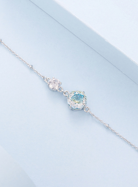 原创幻彩玫瑰切锆石手链浪漫梦幻s925纯银手链送女友礼物优雅小众