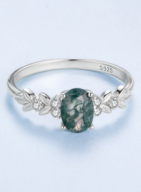 原创s925纯银海草玛瑙戒指女士 复古优雅宫廷风戒指手饰高级感