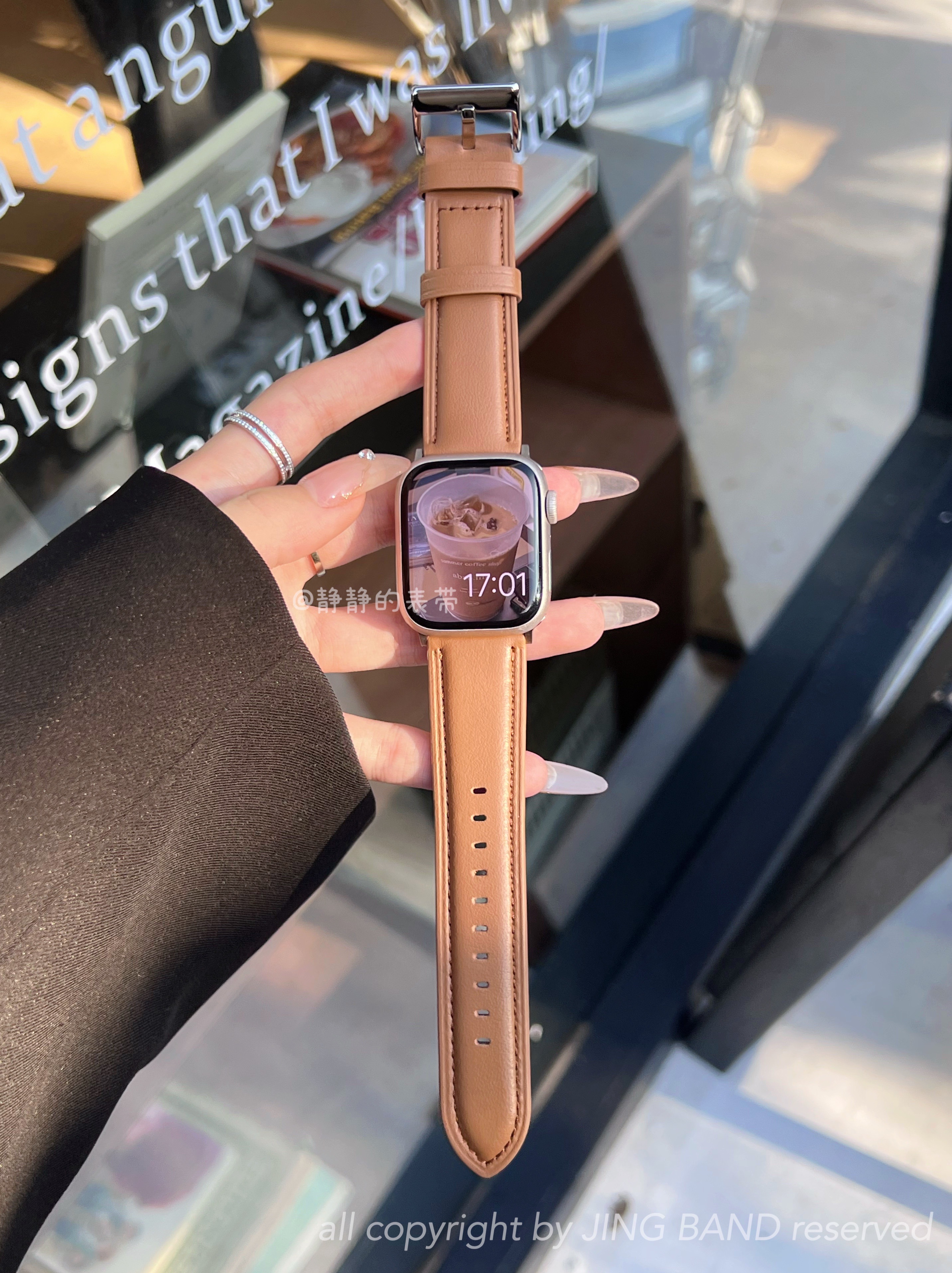 双面头层小牛皮柔软男女款适用于s978代applewatch56SE静静的表带 - 图1