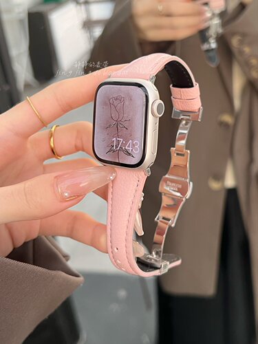 蝴蝶扣细款真羊皮柔软星光适用于s10代applewatch987SE静静的表带 - 图3