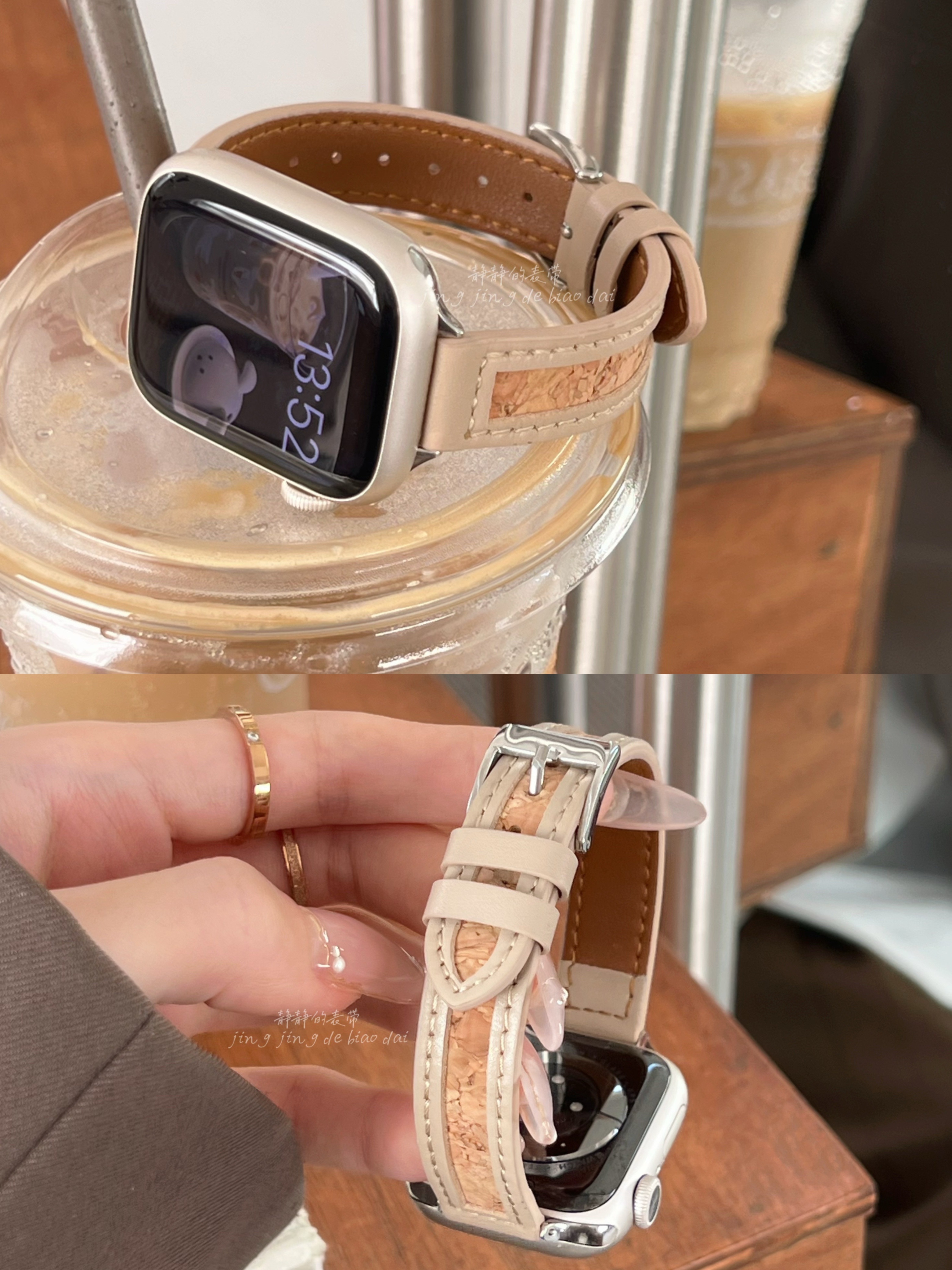 细款环保软木复古真皮适用于苹果手表applewatch静静的表带iwatch - 图0
