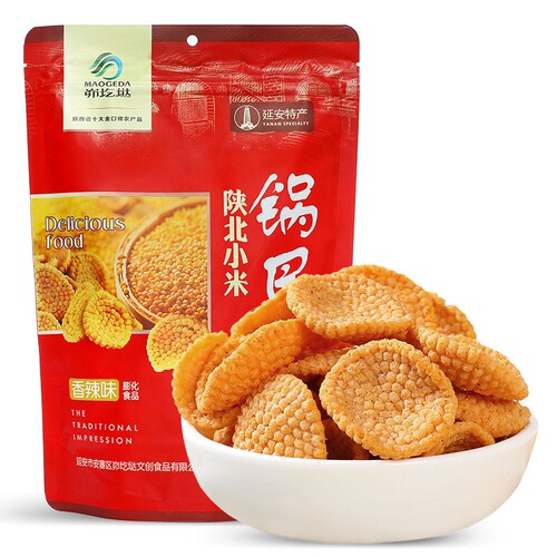 延安特产峁圪垯正宗小米手打锅巴香酥脆网红零食休闲零食 - 图0