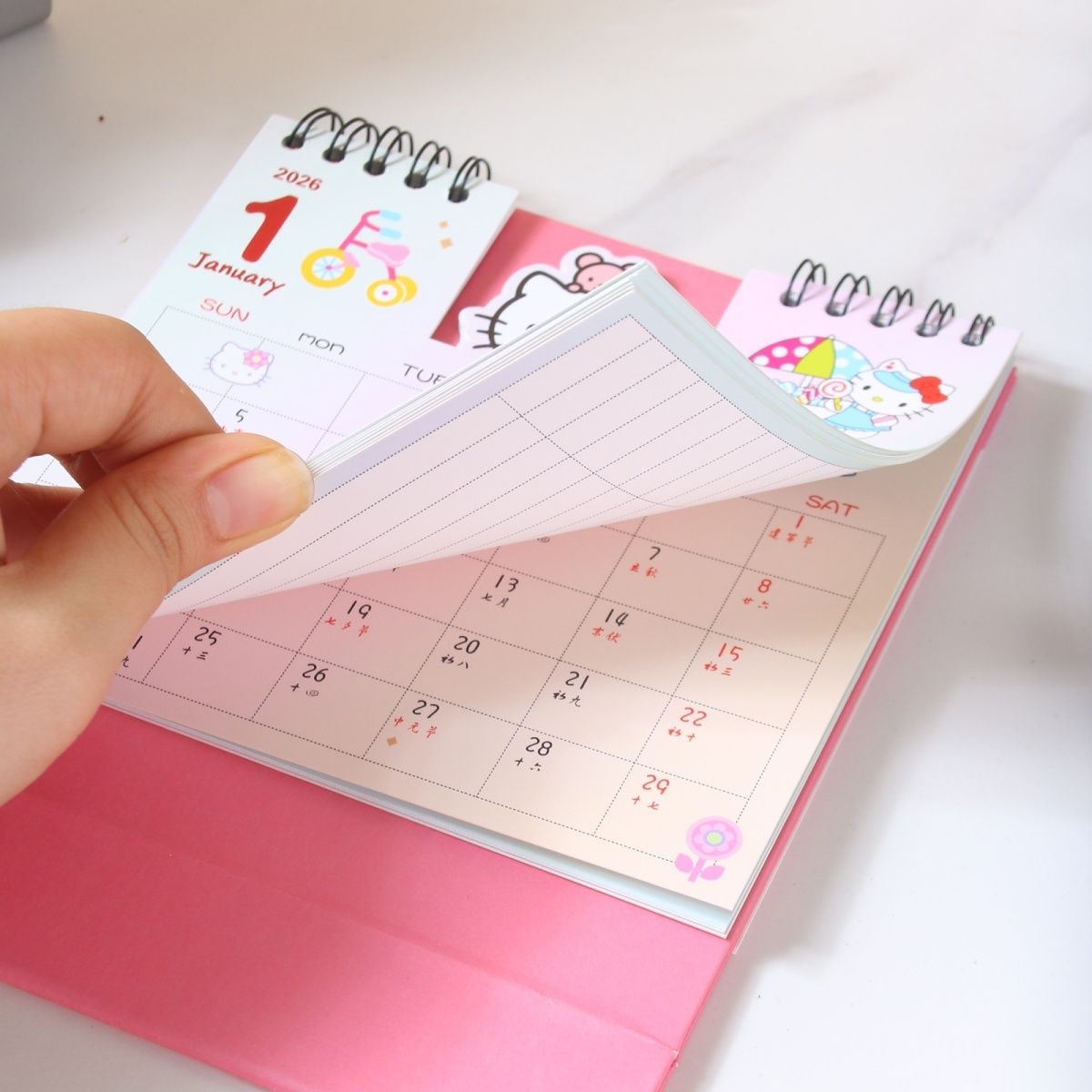 台历2025可爱卡通ins风月历日历2026桌面创意摆件考研打卡计划本 - 图3