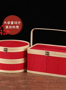新款竹编篮新年礼盒包装竹篮子编