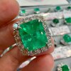 PT900 platinum diamond inlaid luxury large table Colombian emerald ring main stone 5.95 carats