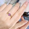 18K gold diamond inlaid natural padparadscha ring. The main stone is 0.81 carats. The crystal is rich and cool.