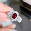 18K diamond inlaid natural unburned ruby ring, main stone 0.71 carat, elegant, noble, romantic and beautiful