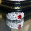 18K gold diamond inlaid natural unburned ruby ring, main stone 0.5 carat, bright color, international certificate