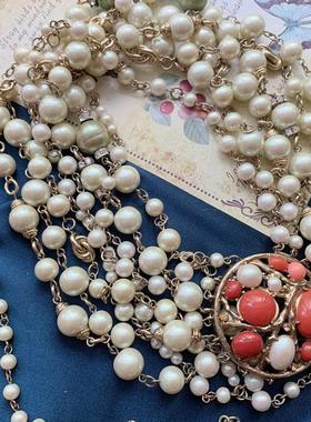 珍珠宝石项链宴会古董首饰