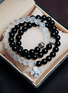 四叶草手链desigual玛瑙小香风女