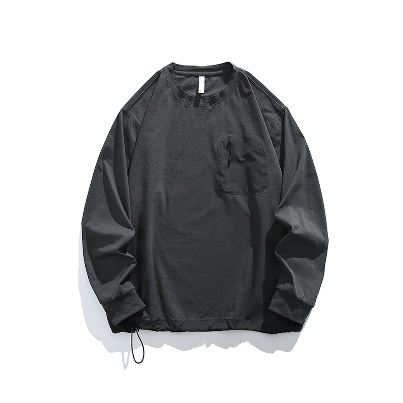 轻量化！科技速干面料！ 外贸男装春夏情侣款亲肤圆领休闲长袖T恤