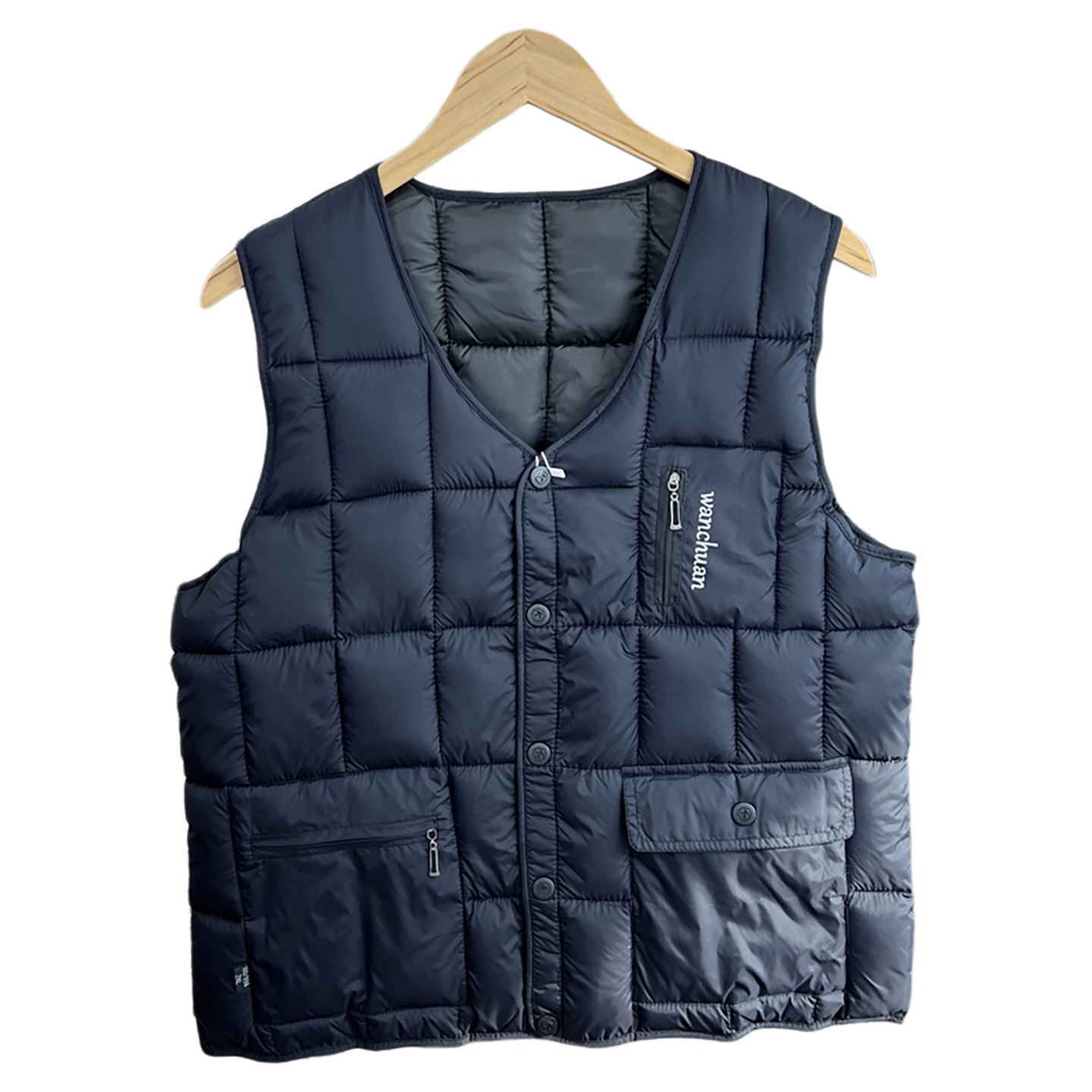 大厂订单！轻量化科技！ 外贸男装秋冬纯色绗棉保暖V领棉马甲背心,淘宝优惠券,粉丝福利购,淘宝优惠卷