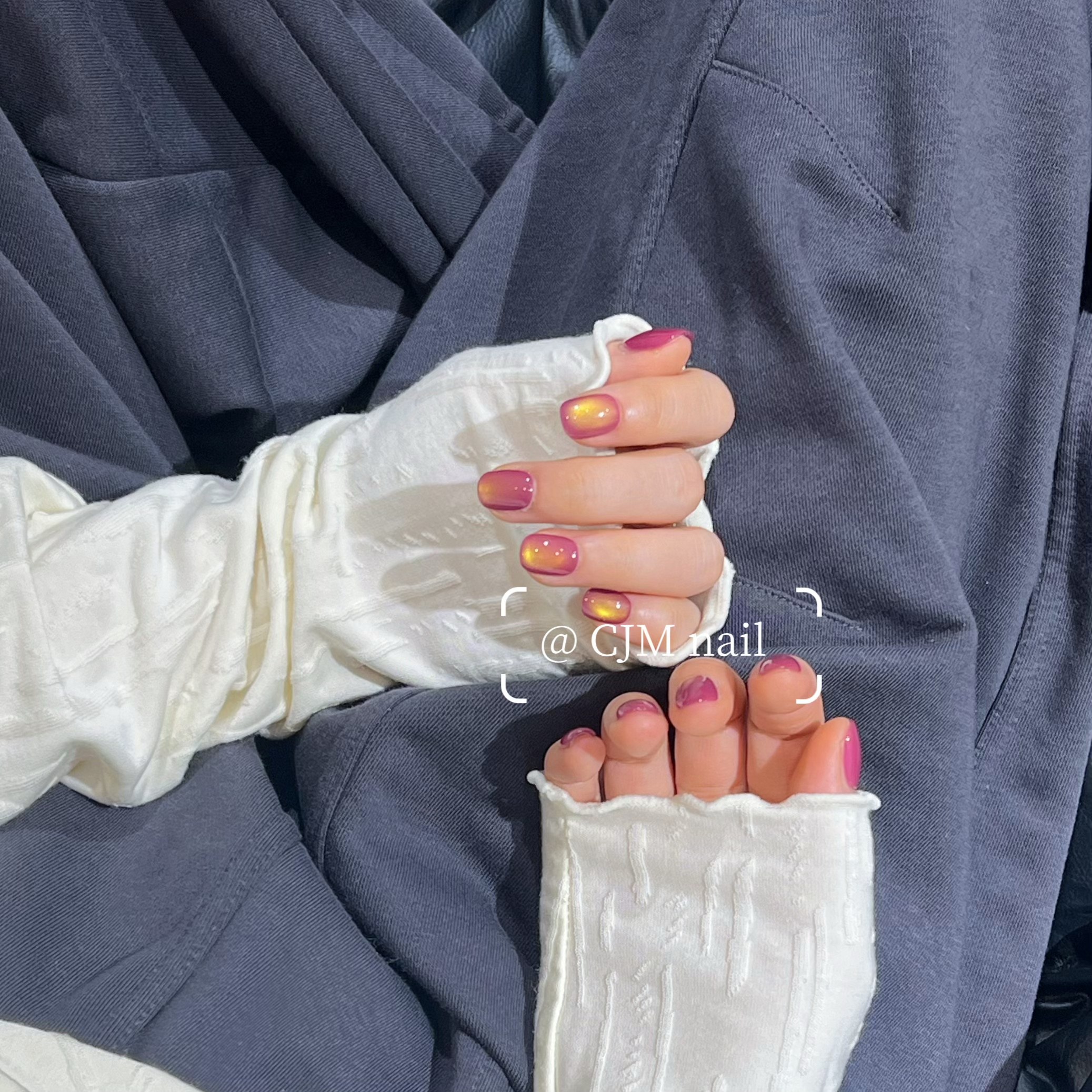 纯手工秋冬显白玫瑰金玻璃珠猫眼美甲穿戴甲短款2025新款高级感,淘宝优惠券,粉丝福利购,淘宝优惠卷