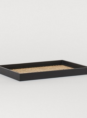 镂空复古藤条新中式风样板间托盘