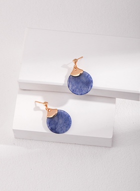 XIXUAN 纯银青金石珍珠项链蓝东陵玉耳环耳坠 旗袍汉服耳饰耳钉