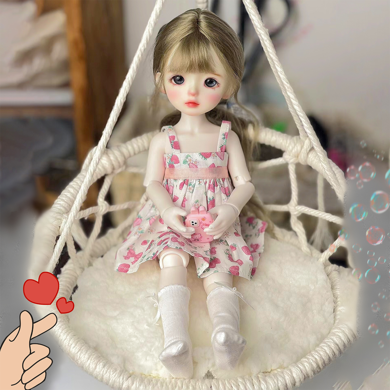 棉花娃娃专用吊椅手工编织吊床10cm15cm20cm秋千6分bjd娃场景家具,淘宝优惠券,粉丝福利购,淘宝优惠卷