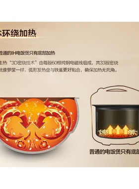九阳土灶铁斧电饭煲锅F-40T25 IH电磁加热铁釜适用内胆饭多功能