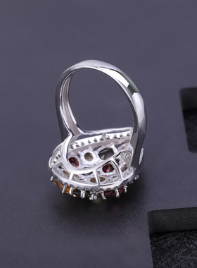 轻奢设计感S925银高颜值欧美复古风时尚个性气质小众高档纯银戒指