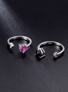 时尚轻奢S925银高颜值欧美气质复古风vintage高级感纯银开口戒指