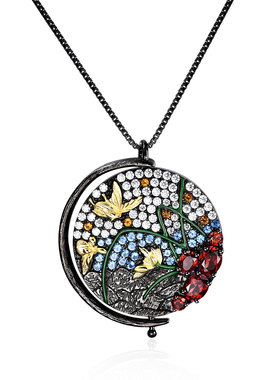 设计感自然风S925银高颜值欧美复古vintage小众轻奢纯银项链吊坠