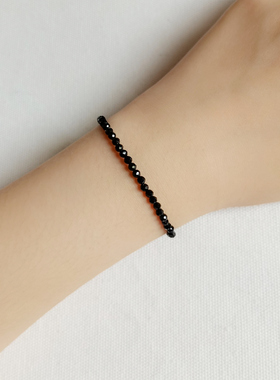 暗夜星辰小众手链黑尖晶高级感