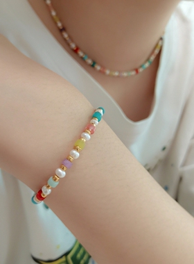 JUZITU明星同款夏天彩虹项链