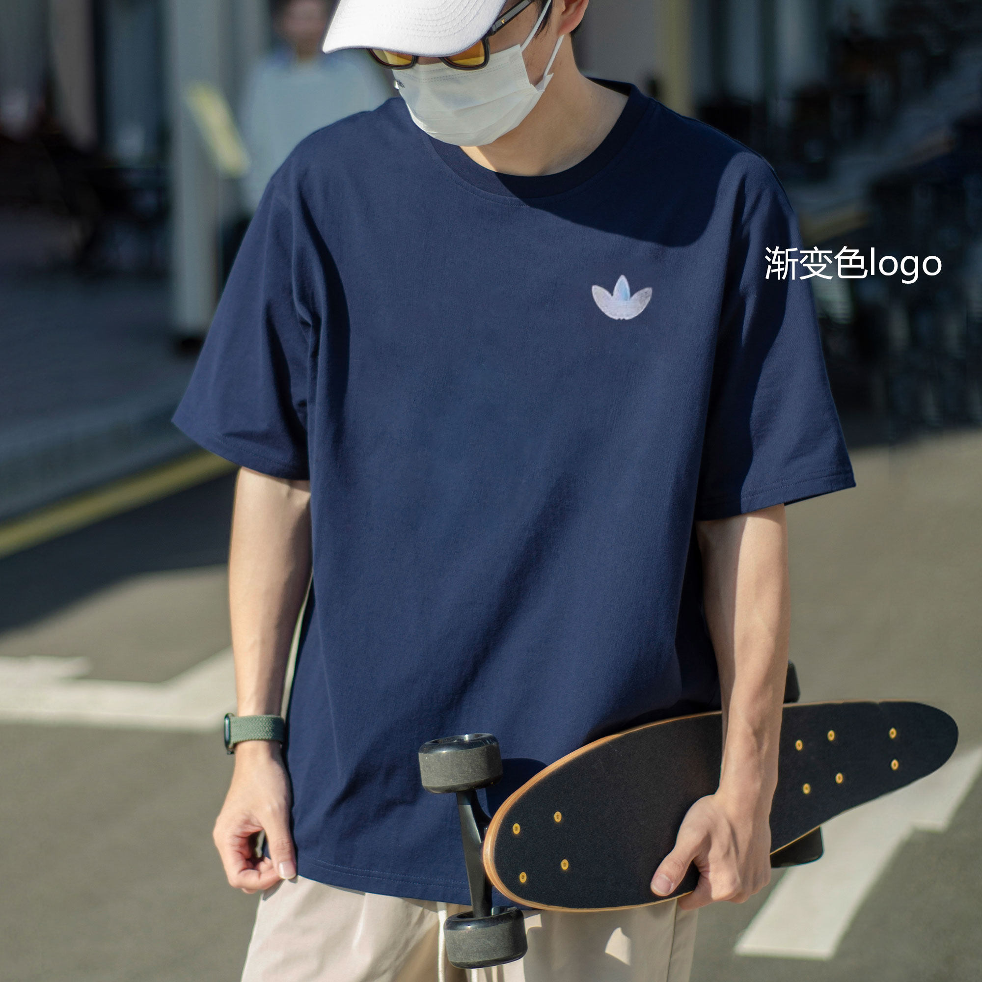 阿迪达斯蓝色短袖男夏季新款纯棉宽松半袖美式篮球大码三叶草T恤,淘宝优惠券,粉丝福利购,淘宝优惠卷