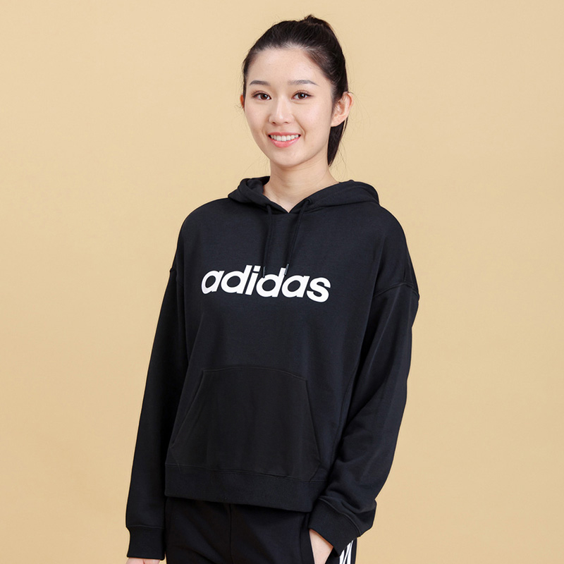 Adidas阿迪达斯运动套装女2023秋季新款连帽卫衣套头衫休闲服长裤-图1