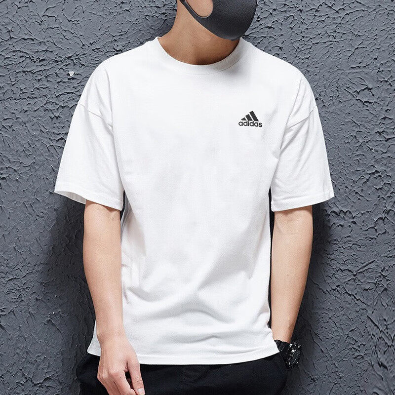 阿迪达斯短袖男装夏季新款篮球运动宽松半袖纯棉白色T恤男IC9286,淘宝优惠券,粉丝福利购,淘宝优惠卷