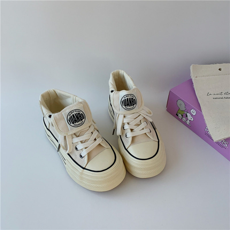 厚底高帮帆布鞋女2024秋学生新款韩版百搭小白鞋复刻板鞋远波5293,淘宝优惠券,粉丝福利购,淘宝优惠卷