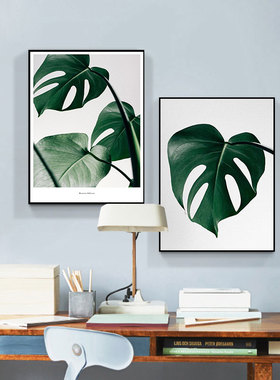 小清新绿植北欧客厅背景墙装饰画