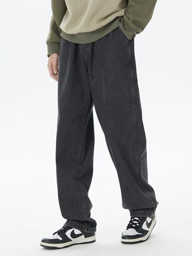 190高个子秋冬加绒加厚加长版男裤美式拖地牛仔裤115cm直筒宽松潮 - 图0