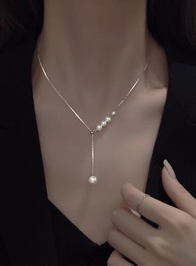 珍珠项链女简约锁骨链小众高级感ins轻奢饰品冷淡风设计感流苏链