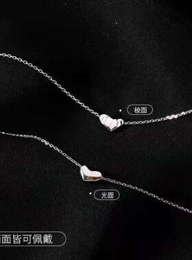 双面小爱心项链女轻奢小众设计高级感心形吊坠项链时尚锁骨链潮流