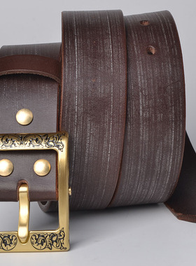 男士风尘满花针扣马缰皮皮带