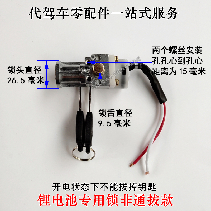 锂电池防盗锁代驾锂电车电池锁折叠车电池盒锁开电可拔钥匙款 - 图1