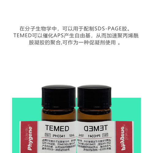 TEMED 10mL PAGE凝胶制备 电泳配胶 科研试剂 [PH0341 PHYGENE] - 图0