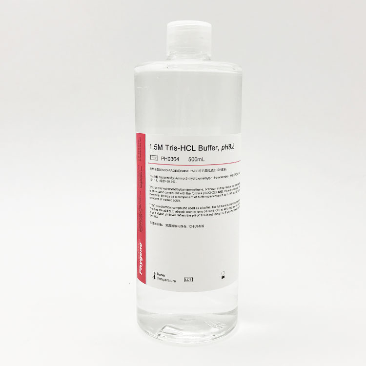 Tris-HCl缓冲液 1.5M Tris-HCL pH8.8 500mL [PH0364 PHYGENE] - 图0