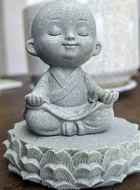 可爱沙弥桌面禅意摆件创意办桌面办公小摆件