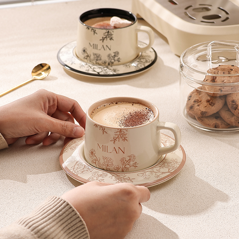 法式高端咖啡杯设计感小众情侣杯陶瓷下午茶红茶杯碟套装伴手礼盒 - 图1