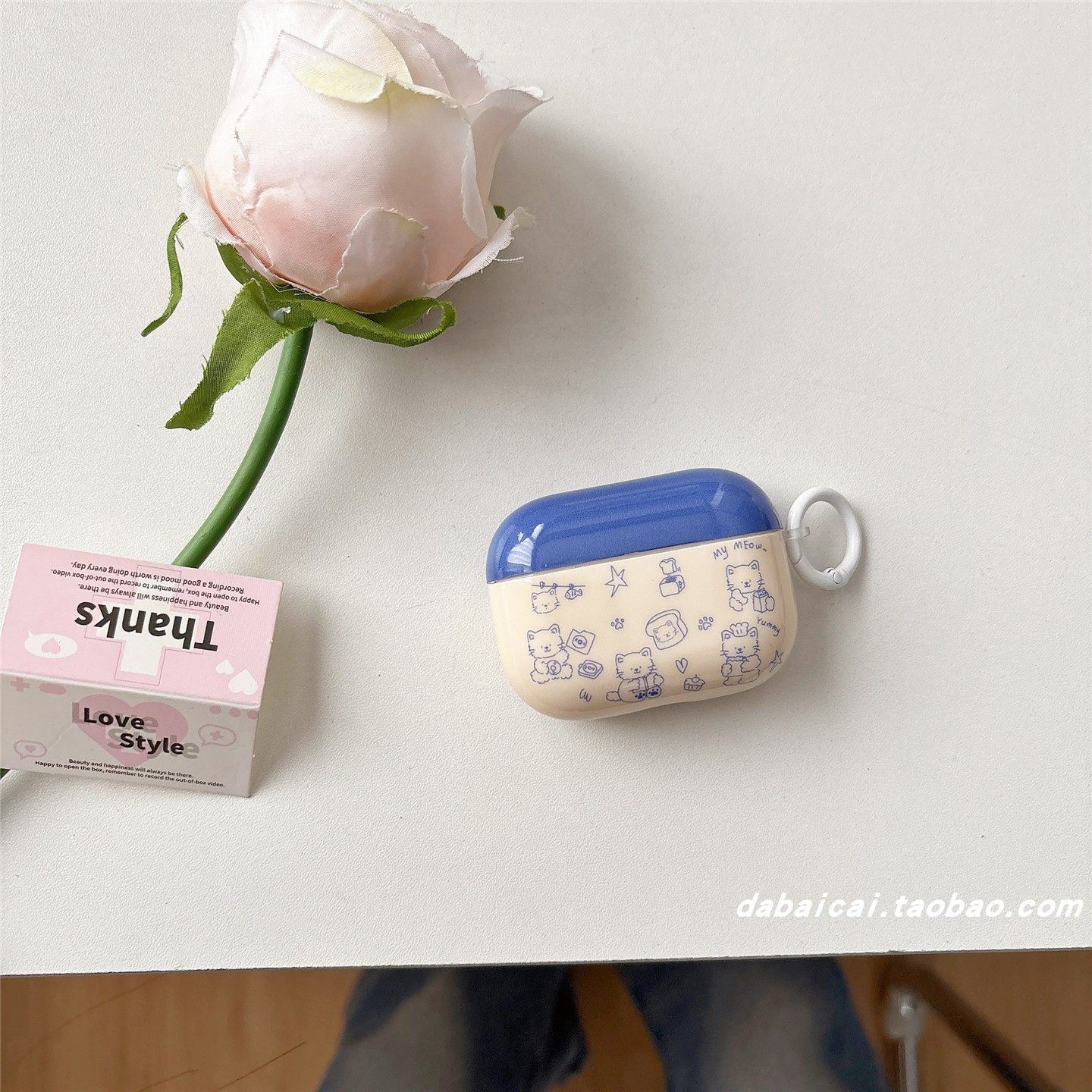 ins蓝线条面包猫咪适用airpods pro2耳机套无线蓝牙苹果airpods1/2代软壳pro新款3/4代防摔保护套个性女撞色,淘宝优惠券,粉丝福利购,淘宝优惠卷