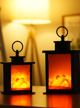 北欧圣诞火焰壁炉灯摆件