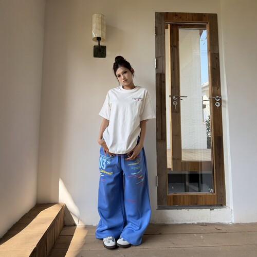 DHSS美式彩色字母印花直筒休闲裤男女宽松阔腿拖地运动百搭长裤 - 图3