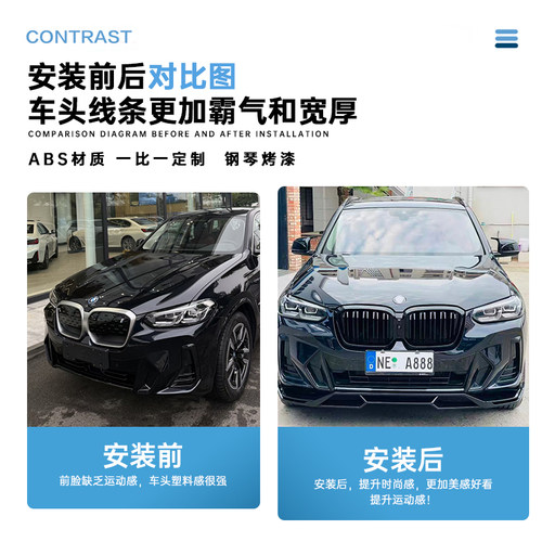 眉宇品质-适用宝马x3x4x5ix3黑武士前铲前唇新款外观改装包套件 - 图0