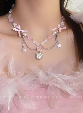 甜美风凯特猫蝴蝶结项链