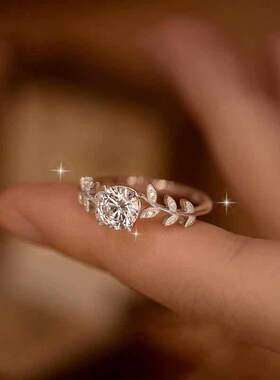 新款莫桑石月桂女神小众戒指